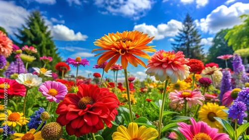 Vibrant Animated Flowers Blooming in a Colorful Garden with Gentle Breeze and Soft Background Music