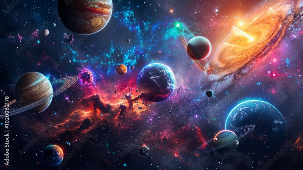 Stunning Outer Space Scene with Glowing Stars Stunning Outer Space Scene with Glowing Stars