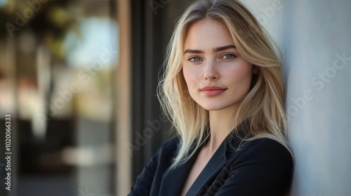 Woman in Black Blazer.