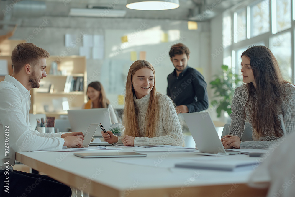 business professionals working on a project as a team in the office for work