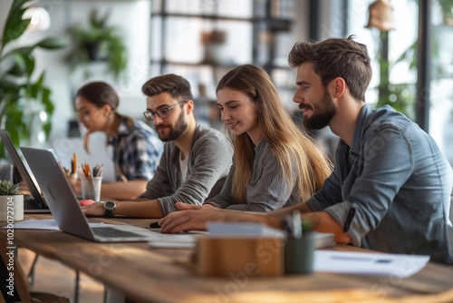 business professionals working on a project as a team in the office for work