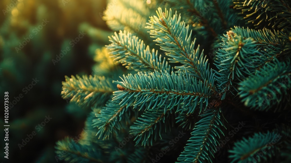 The Evergreen Branches in Sunlight The Evergreen Branches in Sunlight