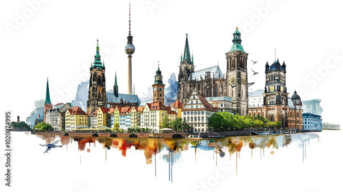 Travel Collage of famous places of the Germany, Element for Advertisement, postcard, poster