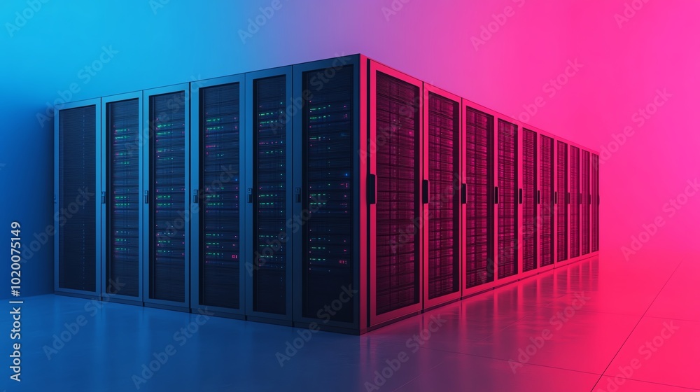 Obraz premium Secure network system flat design side view abstract theme 3D Splitcomplementary color scheme