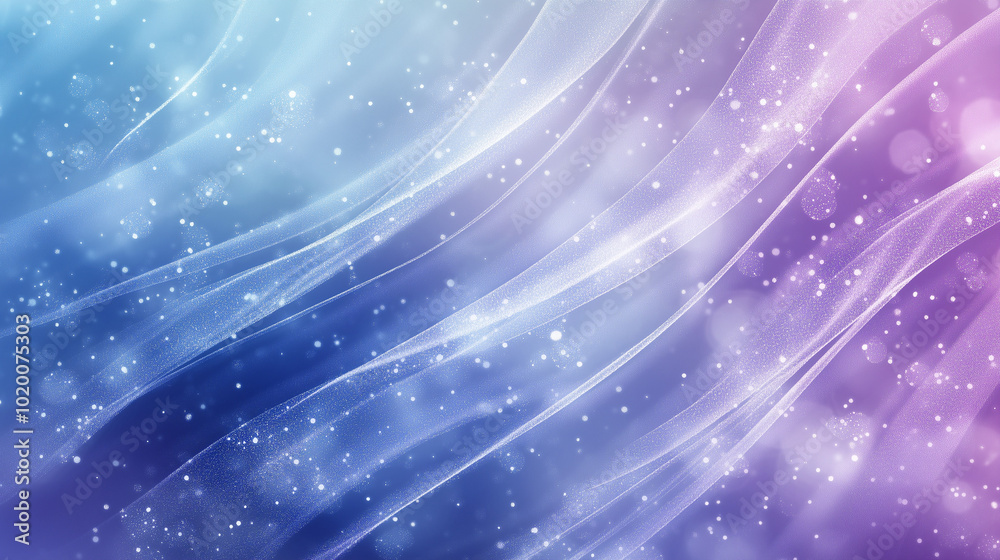 Abstract flowing lines with sparkling particles in blue and purple gradient Abstract flowing lines with sparkling particles in blue and purple gradient