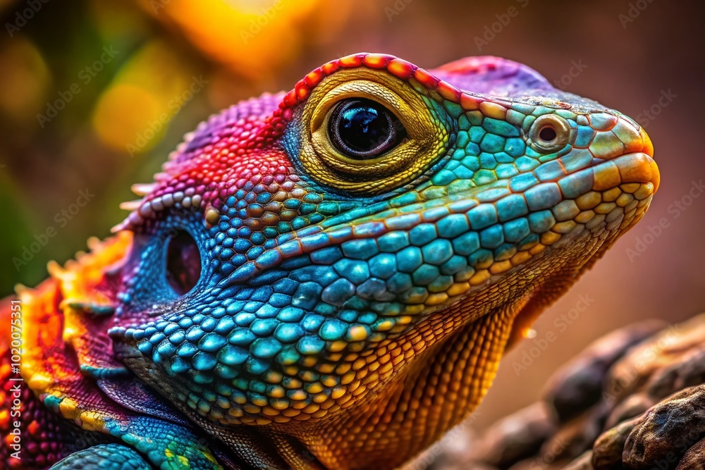 Obraz premium Vibrant Lizard Artwork Featuring Intricate Patterns and Lifelike Details in Bold Colors and Textures