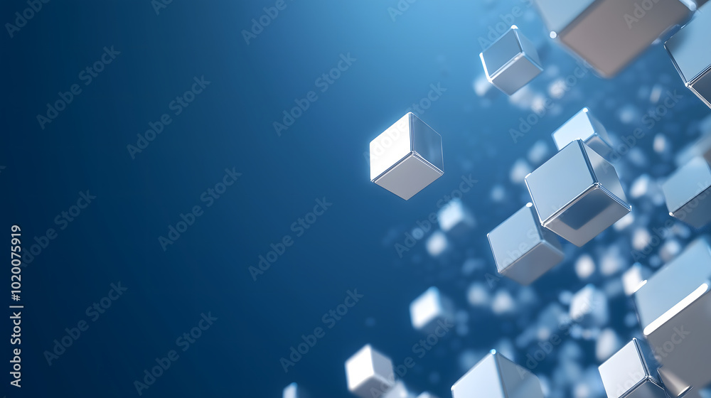 Blue background with white and silver squares in the lower right corner, representing technology or digital marketing Generative AI Blue background with white and silver squares in the lower right corner, representing technology or digital marketing Generative AI