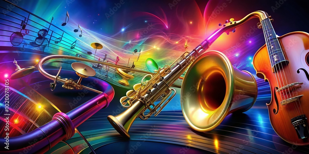 Vibrant Music Clipart Collection Featuring Notes, Instruments, and Sound Waves in Vivid Colors