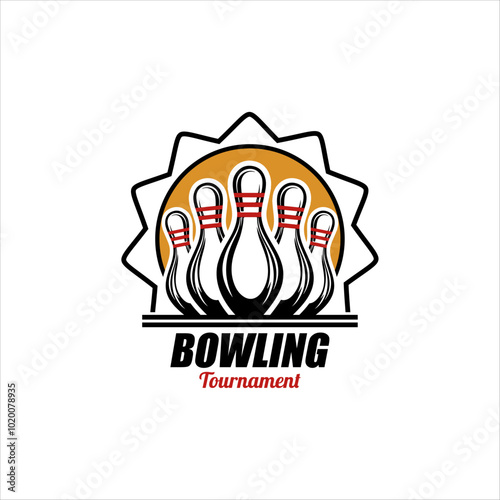Vintage bowling logo design. Bowling club tournament logo design.