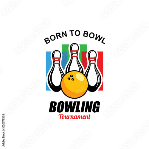 Vintage bowling logo design. Bowling club tournament logo design.