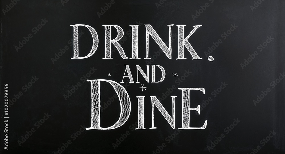 drink and dine text lettering on blackboard chalkboard background drink and dine text lettering on blackboard chalkboard background