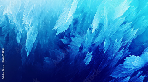 Abstract icy texture with vibrant blue gradient background
