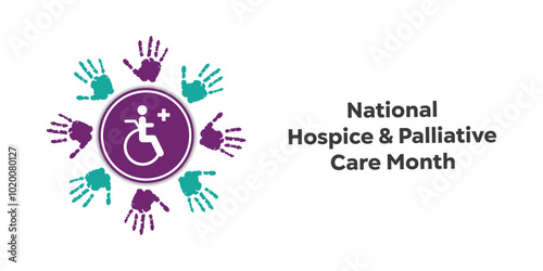 National Hospice and Palliative Care Month. Hand and people. Great for cards, banners, posters, social media and more. White background.  
