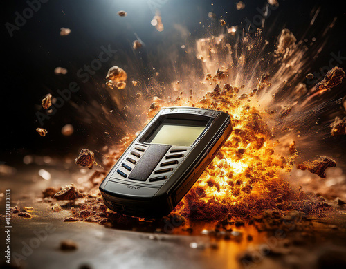 dramatic destruction of an old pager photo