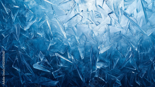 Abstract ice crystals texture in blue tones