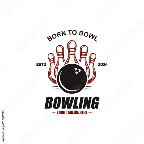Vintage bowling logo design. Bowling club tournament logo design.