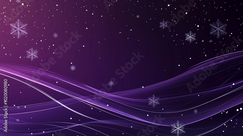 Snowfall over abstract waves with pink and blue gradient background
