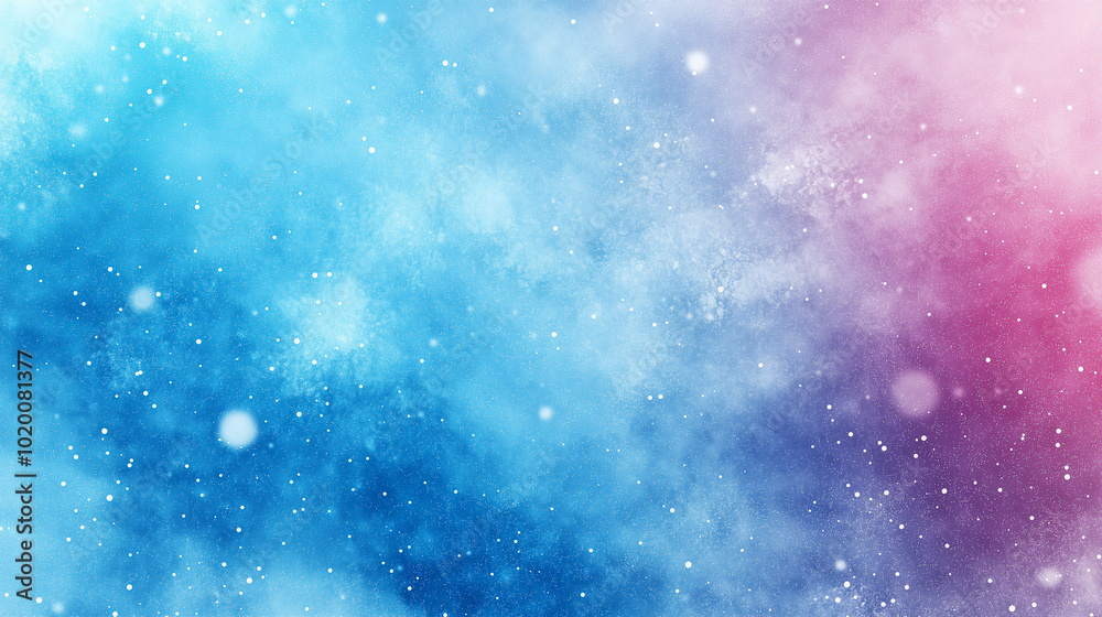 Fototapeta premium Abstract snowfall on blue and pink gradient background