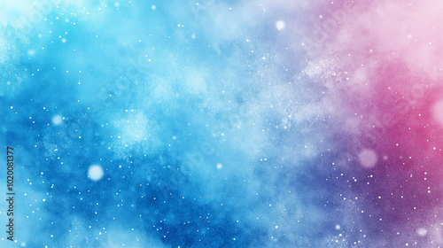 Abstract snowfall on blue and pink gradient background