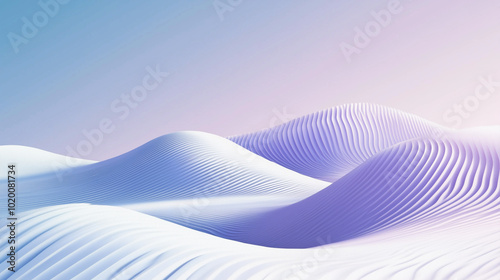 Abstract wavy sand dunes with pastel blue and purple gradient