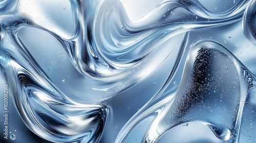 Wallpaper Mural Abstract metallic liquid texture with shiny silver and blue tones Torontodigital.ca