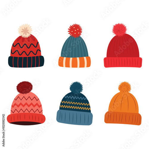 Collection of Cute Warm Winter Knitted Wool Hat with Pom Pom Ball