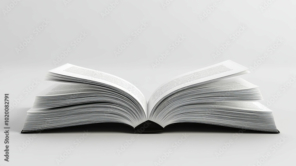 Open Book with Black Cover on a White Surface Open Book with Black Cover on a White Surface