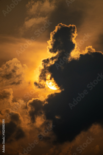 dramatic sky at the time of sunset	