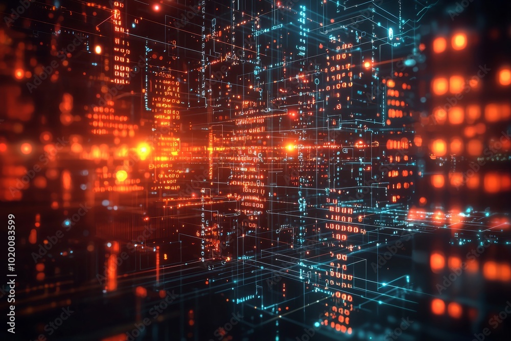 Digital Technology background of data and network created with Generative AI Digital Technology background of data and network created with Generative AI