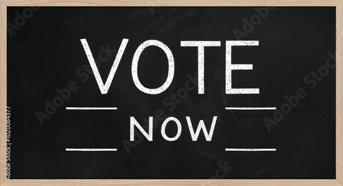 vote now text lettering on blackboard chalkboard background