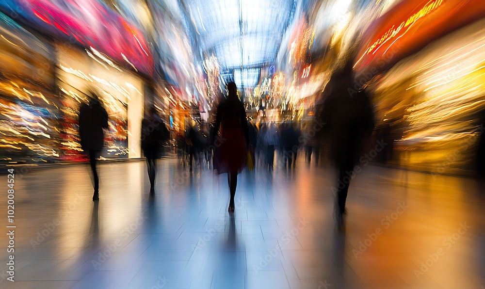 Business people walking in the shopping center, with a motion blur background. Business concept with the blurred movement. Business people walking in the shopping center, with a motion blur background. Business concept with the blurred movement.