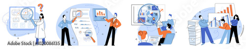 Competitors analysis vector illustration. Competitive, sparring ground, witnesses clash titans as businesses engage in fierce rivalry Competitors analysis concept, compass, directs business decisions