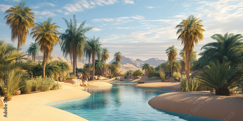 Fototapeta premium Oasis in the desert, beautiful landscape