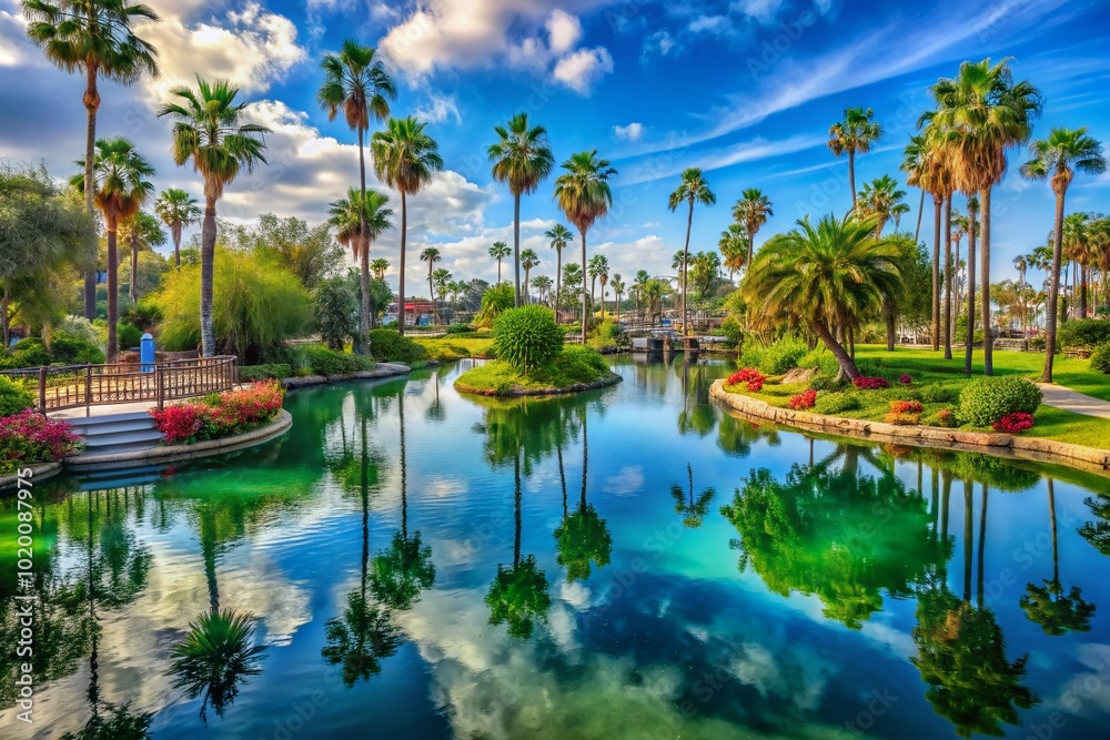 Vibrant Rainbow Lagoon Park in Long Beach with Lush Greenery and Tranquil Water Reflections Vibrant Rainbow Lagoon Park in Long Beach with Lush Greenery and Tranquil Water Reflections