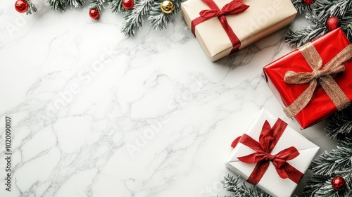 christmas, holiday, festive, gifts, presents, winter, decoration, celebration, marble, wrapped, ornament, red, green, white, snow, cheer, family, tradition, cozy, joy, ribbon, bow, glitter, season, li