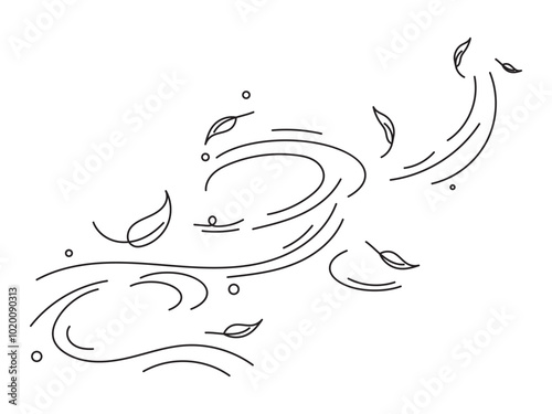 leaf wind doodles vector design