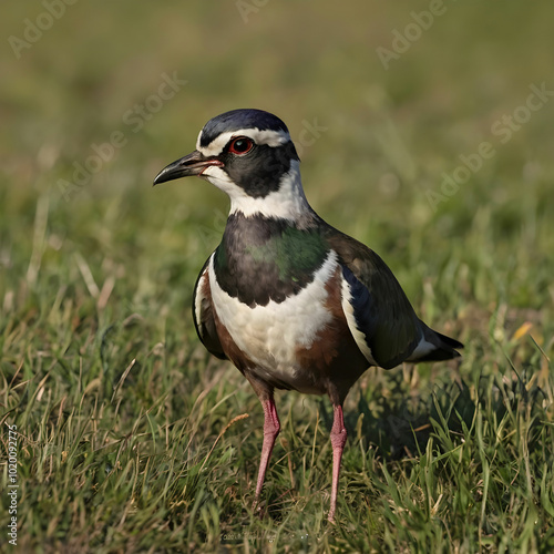 Closeup shot of a northern lapwing in a meadow