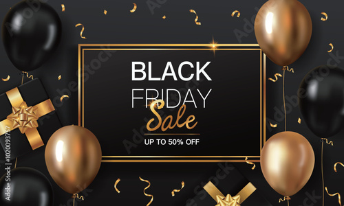 Black Friday discount promotion with balloon elements