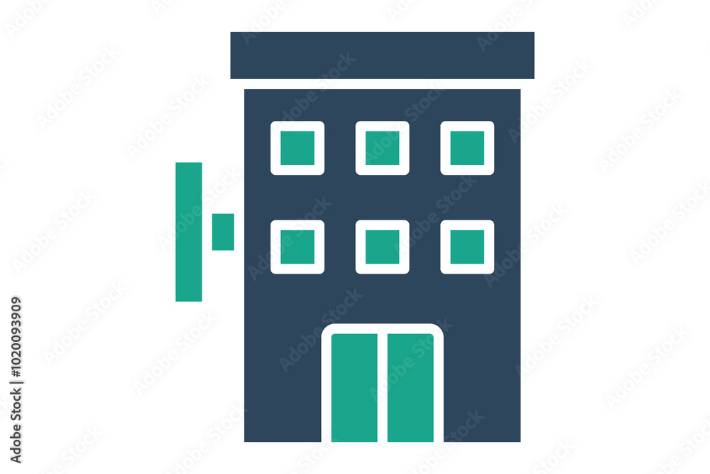 Hotel icon. solid icon style. icon related to building. hotel elements vector illustration Hotel icon. solid icon style. icon related to building. hotel elements vector illustration