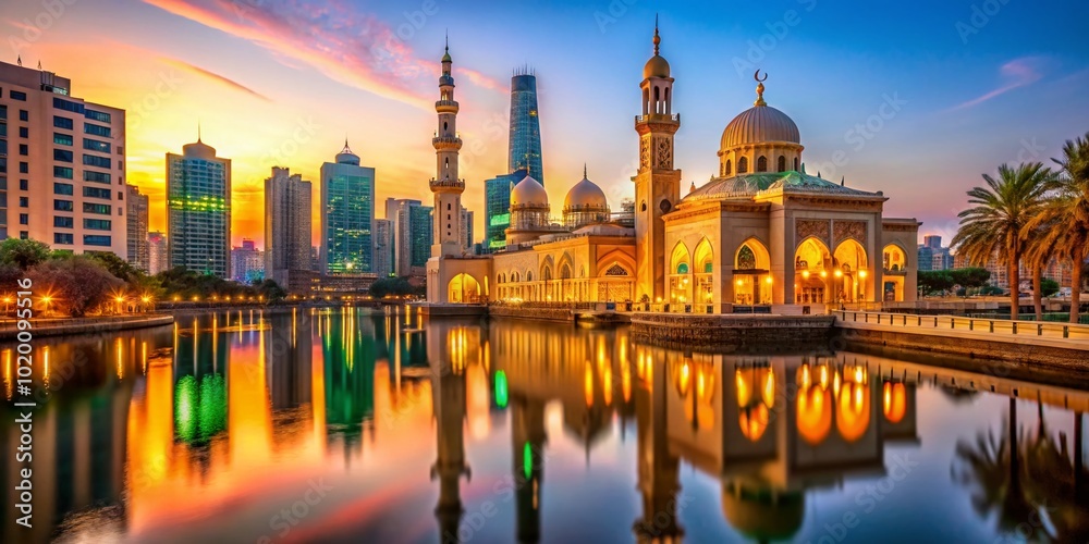 Obraz premium Vibrant Traditional Elements and Modern Architecture Showcasing the Rich Culture of the UAE