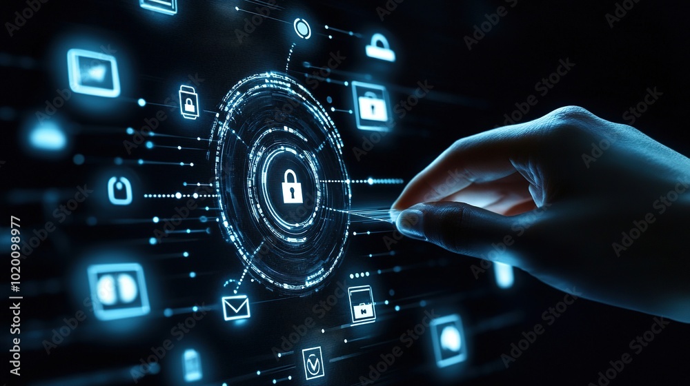 Digital Security Interface with Lock Symbol