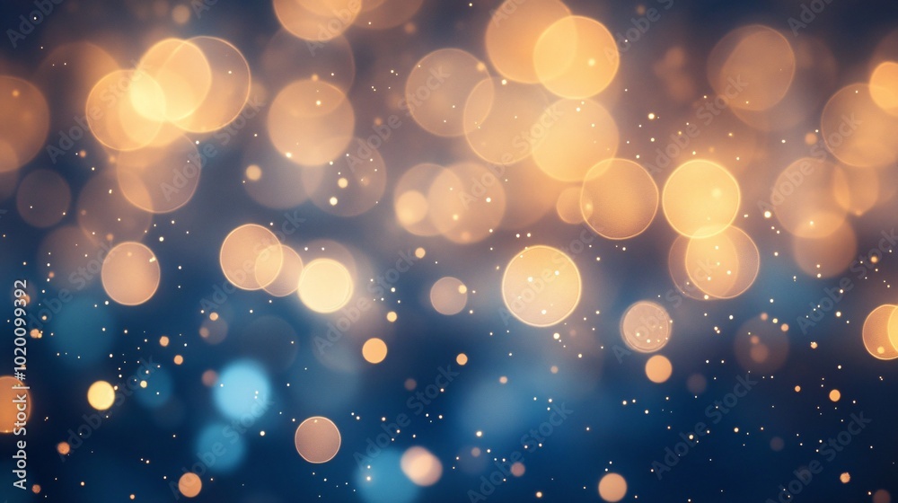 A mesmerizing display of blurred bokeh lights in golden and blue tones, creating a dreamy and enchanting atmosphere. Perfect for festive backgrounds. A mesmerizing display of blurred bokeh lights in golden and blue tones, creating a dreamy and enchanting atmosphere. Perfect for festive backgrounds.