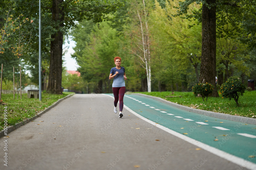Woman running in park Woman running in park