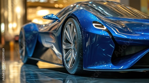 Wallpaper Mural A close-up of a rare blue car model Showcasing the meticulous design and unique lines." Torontodigital.ca