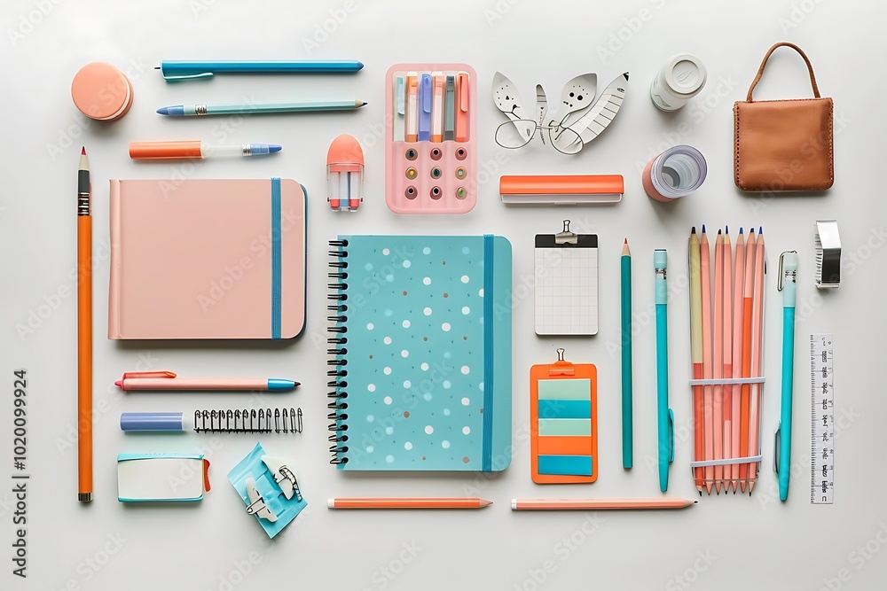 School supplies on blackboard background School supplies on blackboard background