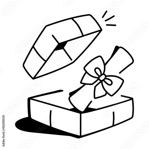 Diploma in a box, a drawing style icon 

