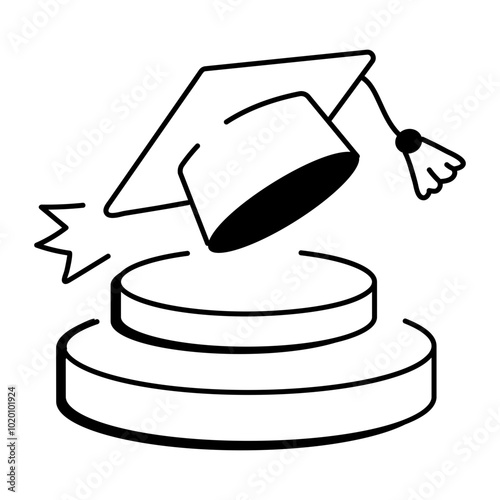 Graduation ceremony icon in doodle style 

