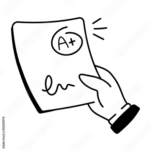 Exam result icon in doodle style 
