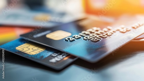 A row of credit cards on a table, reflecting the variety of spending options and benefits cardholders can choose from."