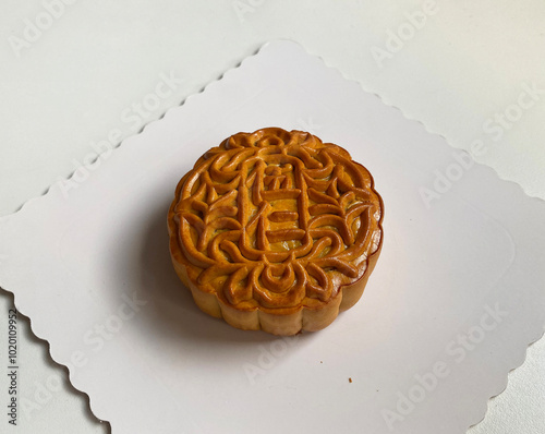 baked lotus paste red bean green tea durian color mooncake with egg yolk in traditional shape lantern china mid autumn festival halal product pastry sweet vegan gluten free food menu cafe restaurant